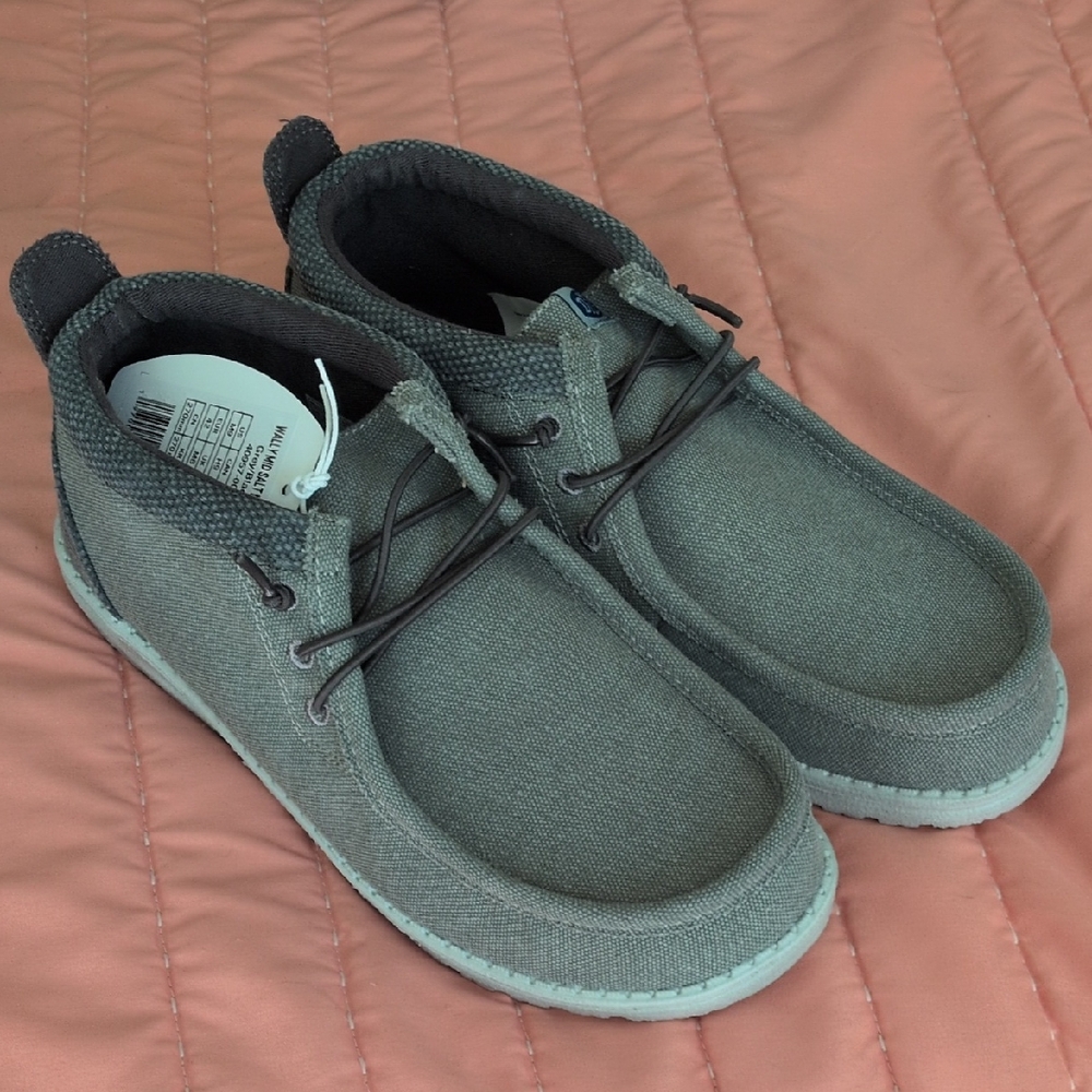 HEYDUDE Men's Wally Mid Salt N Stone Grey/Black Size